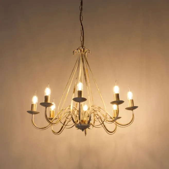 QAZQA Klassischer Kronleuchter Creme 8-flammig - Giuseppe