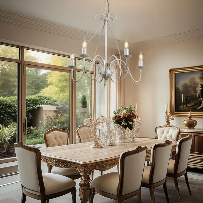 QAZQA Klassischer Kronleuchter Creme 5-flammig - Giuseppe