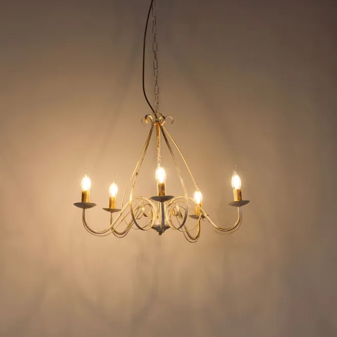 QAZQA Klassischer Kronleuchter Creme 5-flammig - Giuseppe