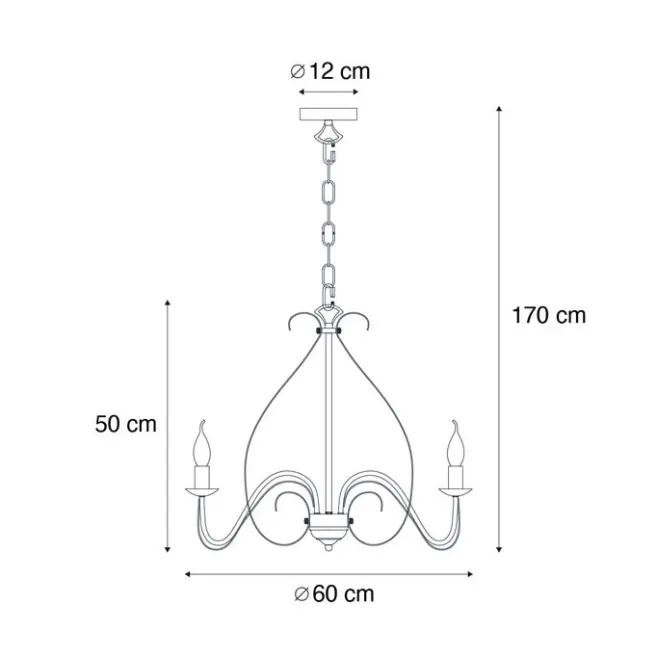 QAZQA Klassischer Kronleuchter Creme 5-flammig - Giuseppe