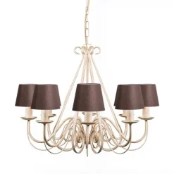 QAZQA Kronleuchter beige 60 cm mit braunen Lampenschirmen - Giuseppe 8