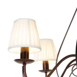 QAZQA Kronleuchter braun plissiert creme Klemmkappe 5-Licht - Giuseppe