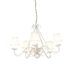QAZQA Kronleuchter weiße plissierte cremefarbene Klemmkappe 5-Licht - Giuseppe