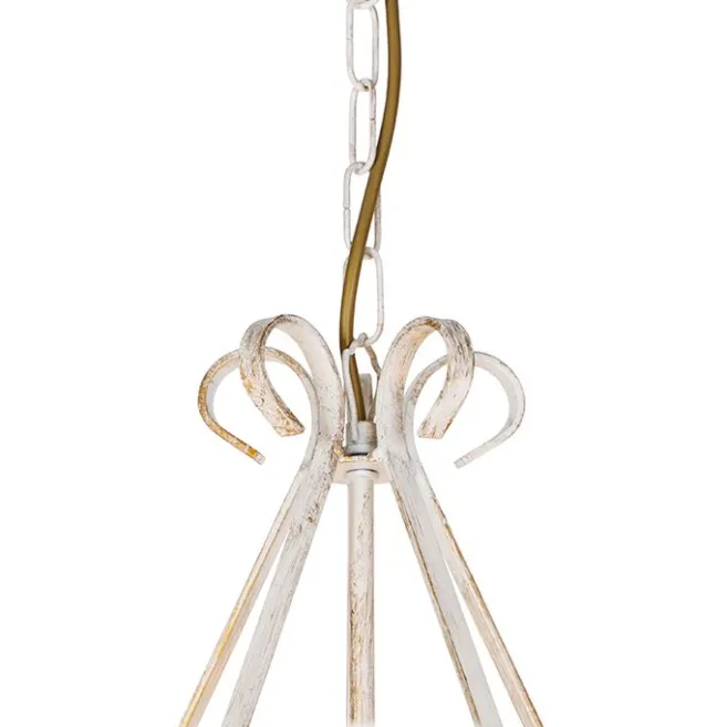 QAZQA Kronleuchter weiße plissierte cremefarbene Klemmkappe 5-Licht - Giuseppe