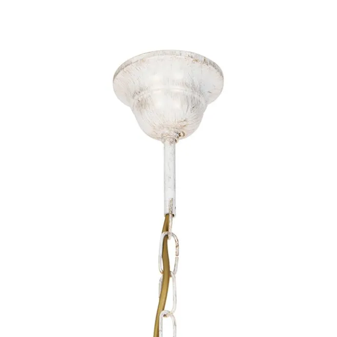 QAZQA Kronleuchter weiße plissierte cremefarbene Klemmkappe 5-Licht - Giuseppe