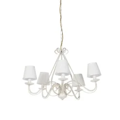 QAZQA Kronleuchter weiße plissierte cremefarbene Klemmkappe 5-Licht - Giuseppe