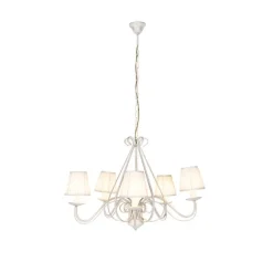 QAZQA Kronleuchter weiße plissierte cremefarbene Klemmkappe 5-Licht - Giuseppe