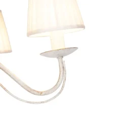 QAZQA Kronleuchter weiße plissierte cremefarbene Klemmkappe 5-Licht - Giuseppe