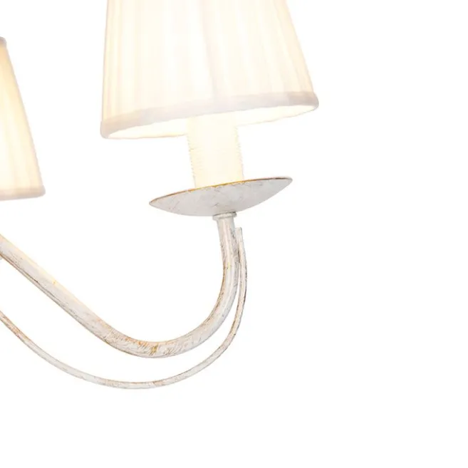 QAZQA Kronleuchter weiße plissierte cremefarbene Klemmkappe 5-Licht - Giuseppe