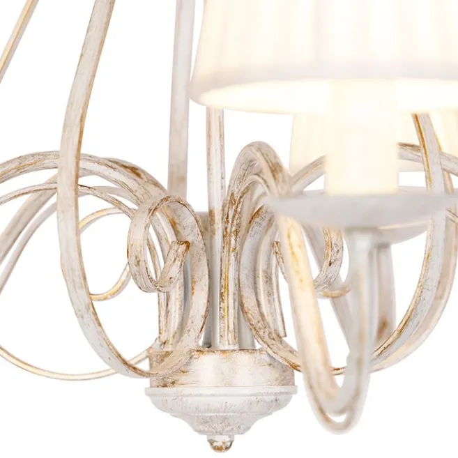 QAZQA Kronleuchter weiße plissierte cremefarbene Klemmkappe 5-Licht - Giuseppe