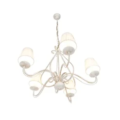 QAZQA Kronleuchter weiße plissierte cremefarbene Klemmkappe 5-Licht - Giuseppe