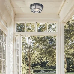 QAZQA Landhaus Deckenleuchte dunkelgrau IP44 - Bri L.