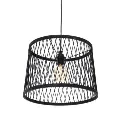 QAZQA Ländliche Außenhängelampe aus schwarzem Rattan, 3-flammig – Calamus