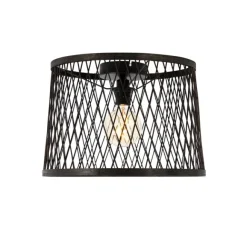 QAZQA Ländliche Deckenleuchte aus schwarzem Rattan 40 cm IP44 - Calamus