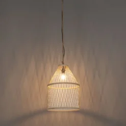 QAZQA Ländliche Hängelampe für den Außenbereich, Rattan, 40 x 55 cm – Calamus