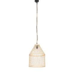 QAZQA Ländliche Hängelampe für den Außenbereich, Rattan, 40 x 55 cm – Calamus