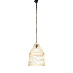 QAZQA Ländliche Hängelampe für den Außenbereich, Rattan, 40 x 55 cm – Calamus