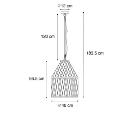 QAZQA Ländliche Hängelampe für den Außenbereich, Rattan, 40 x 55 cm – Calamus