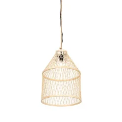 QAZQA Ländliche Hängelampe für den Außenbereich, Rattan, 40 x 55 cm – Calamus