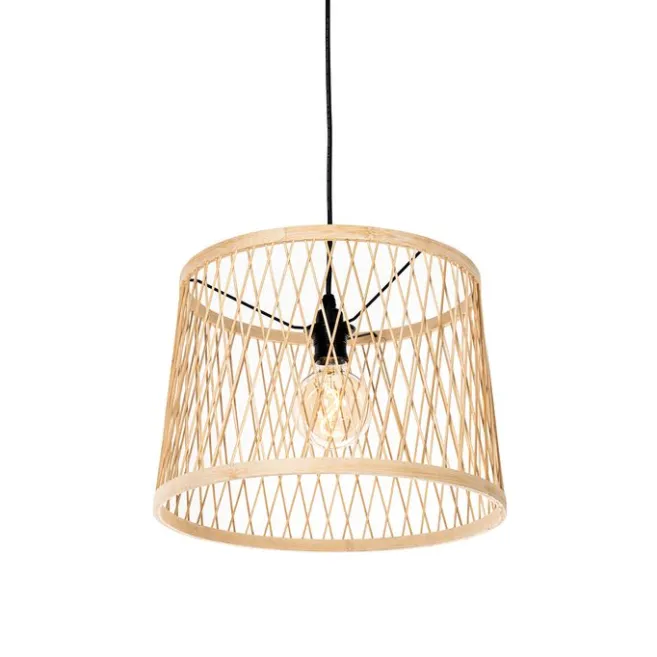 QAZQA Ländliche Hängelampe für den Außenbereich, Rattan, 3-flammig – Calamus