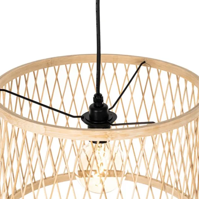 QAZQA Ländliche Hängelampe für den Außenbereich, Rattan, 3-flammig – Calamus