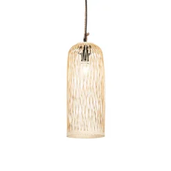 QAZQA Ländliche Hängelampe für den Außenbereich, Rattan, 25 cm – Calamus