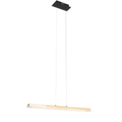 QAZQA Ländliche Hängelampe Holz inkl. LED mit Touchdimmer - Platin