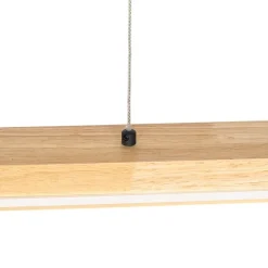 QAZQA Ländliche Hängelampe Holz inkl. LED mit Touchdimmer - Platin