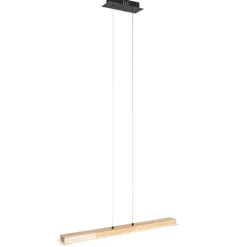 QAZQA Ländliche Hängelampe Holz inkl. LED mit Touchdimmer - Platin