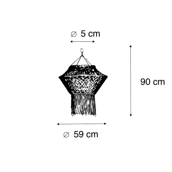 Kinder QAZQA Makramee Lampenschirm natur 90 cm