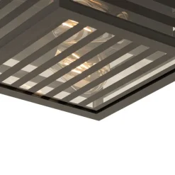 QAZQA Moderne Außendeckenleuchte aus schwarzem Glas, 2-flammig, IP44 – Reims