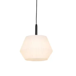 QAZQA Moderne Außenhängelampe schwarz mit weißem Schirm 32,9 cm IP44 - Robbert