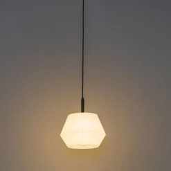 QAZQA Moderne Außenhängelampe schwarz mit weißem Schirm 32,9 cm IP44 - Robbert