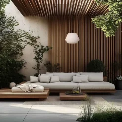 QAZQA Moderne Außenhängelampe schwarz mit weißem Schirm 45,6 cm IP44 - Robbert