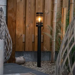 QAZQA Moderne Außenleuchte schwarz 80 cm IP44 - Gleam