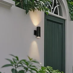 QAZQA Professional Moderne Außenwandleuchte schwarz 2-flammig AR70 IP44 - Duo