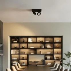 QAZQA Professional Moderne Aufbauleuchte schwarz inkl. dimmbarer LED 2-Licht - Apollo