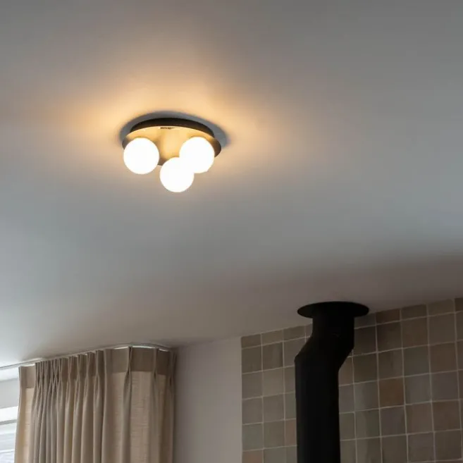 QAZQA Moderne Badezimmer-Deckenleuchte schwarz 3-Licht - Cederic