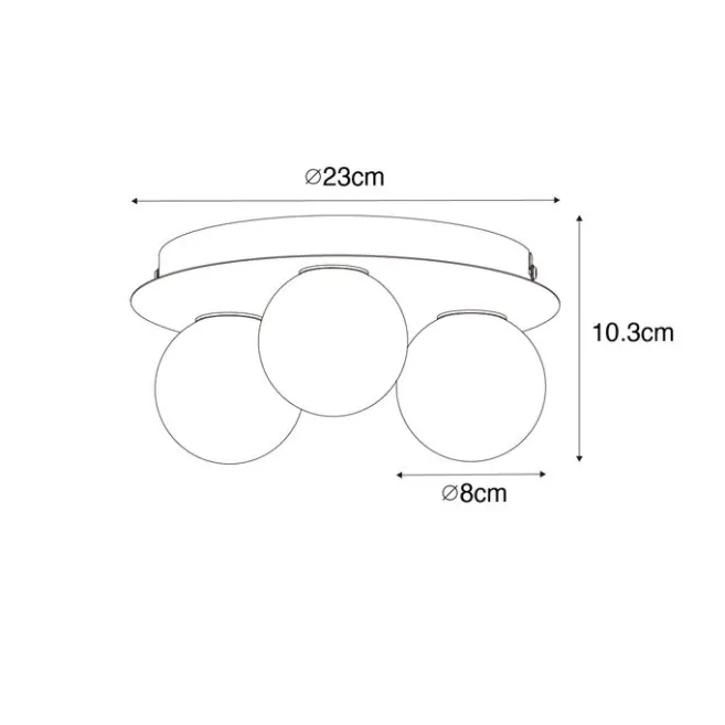 QAZQA Moderne Badezimmer-Deckenleuchte schwarz 3-Licht - Cederic