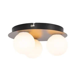 QAZQA Moderne Badezimmer-Deckenleuchte schwarz 3-Licht - Cederic