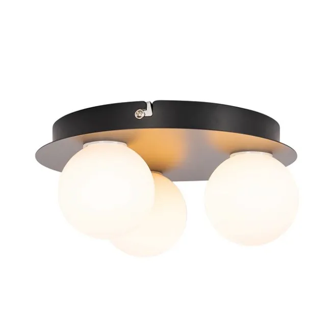 QAZQA Moderne Badezimmer-Deckenleuchte schwarz 3-Licht - Cederic