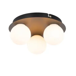 QAZQA Moderne Badezimmer-Deckenleuchte schwarz 3-Licht - Cederic