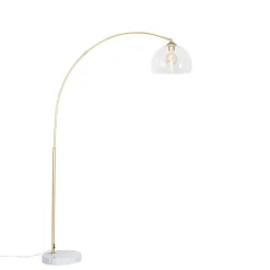 QAZQA Moderne Bogenlampe aus Messing mit klarem Glas - Arc