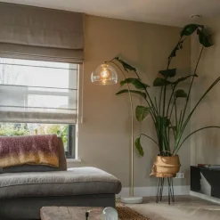 QAZQA Moderne Bogenlampe aus Messing mit klarem Glas - Arc