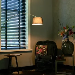 QAZQA Moderne Bogenlampe aus Stahl mit schwarzem Stoffschirm - Arc Basic