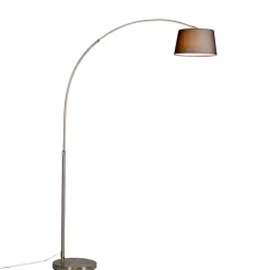 QAZQA Moderne Bogenlampe aus Stahl mit schwarzem Stoffschirm - Arc Basic