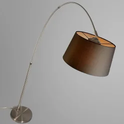 QAZQA Moderne Bogenlampe aus Stahl mit schwarzem Stoffschirm - Arc Basic