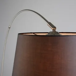QAZQA Moderne Bogenlampe aus Stahl mit schwarzem Stoffschirm - Arc Basic
