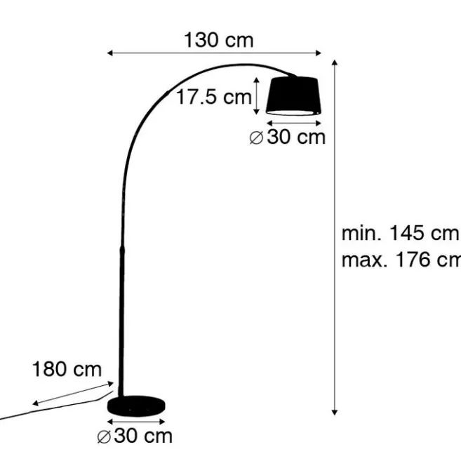 QAZQA Moderne Bogenlampe aus Stahl mit weißem Stoffschirm - Arc Basic