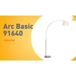QAZQA Moderne Bogenlampe aus Stahl mit weißem Stoffschirm - Arc Basic